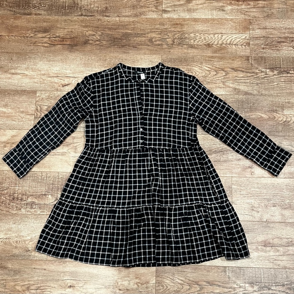 Madewell Black and White Tiered Ruffled Dress